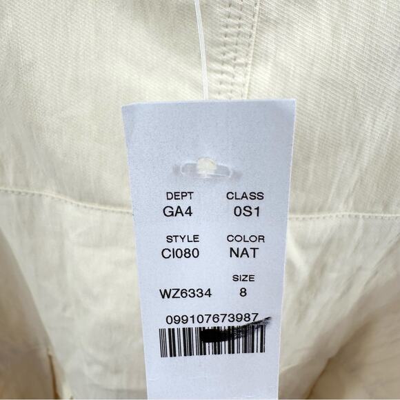 J Crew Pleated drop-waist dress in crinkle cotton blend in natural Size 8 - Picture 6 of 12